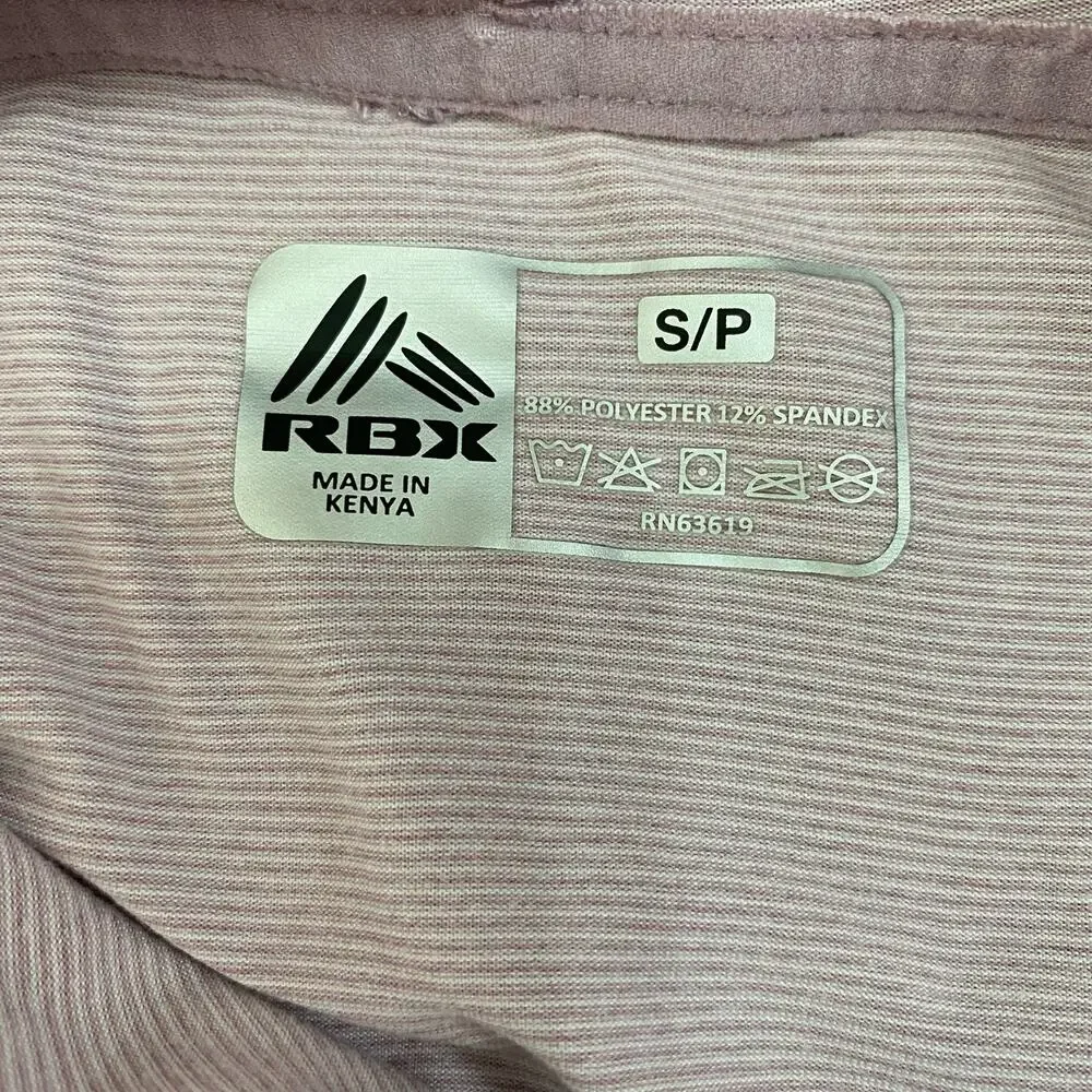 RBX Performance Pink Purple Micro Striped Hooded Athletic Top Womens Sz Small